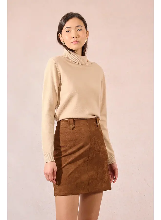 JUPE BRUNE FAUX CUIR