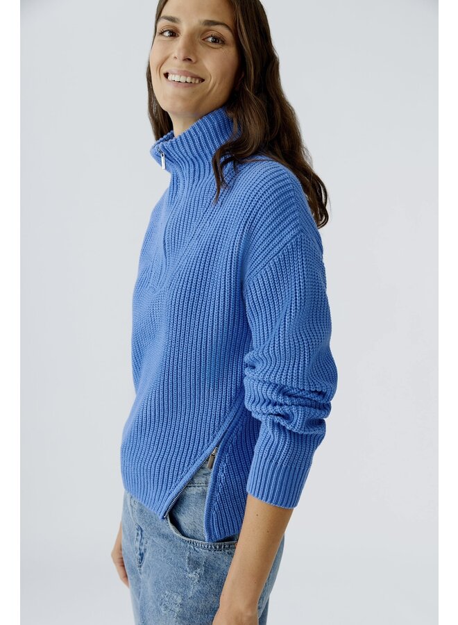 TRICOT BLEU COL ZIP