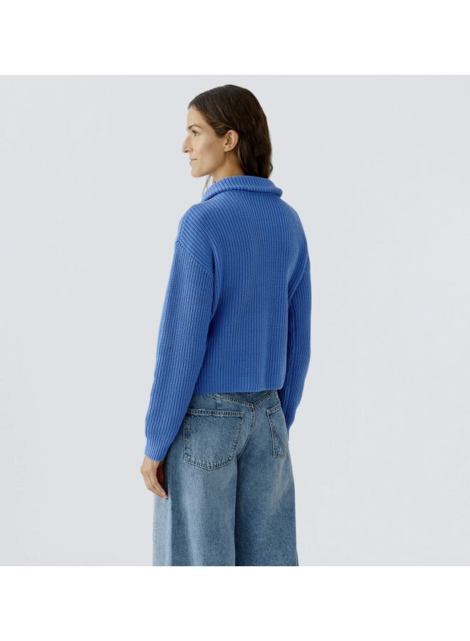 TRICOT BLEU COL ZIP
