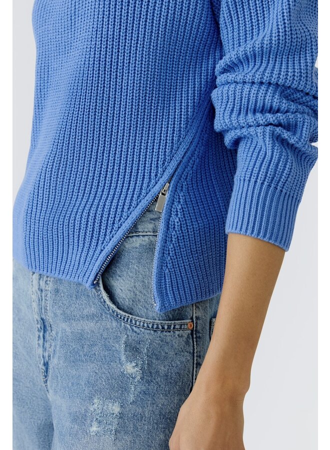 TRICOT BLEU COL ZIP