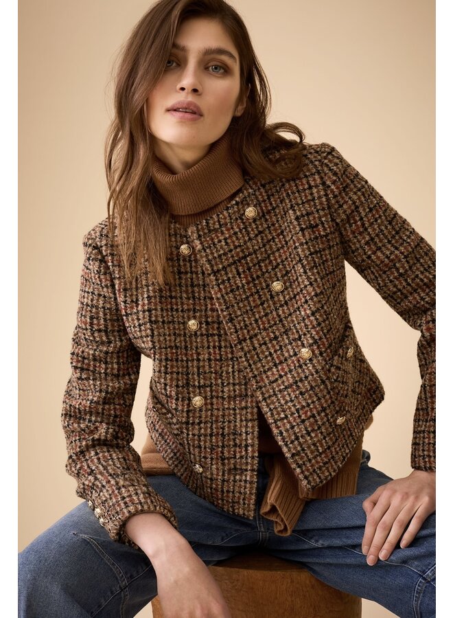 JACKET TWEED NOIR/CARAMEL