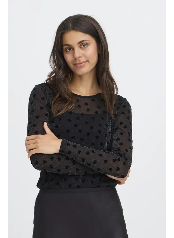 HAUT MESH NOIR COEURS