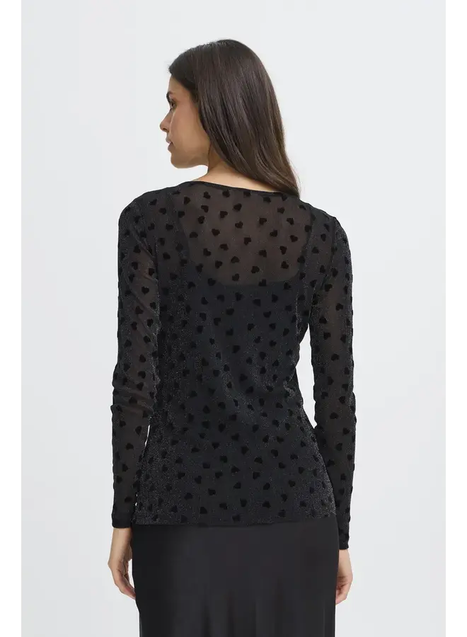 HAUT MESH NOIR COEURS