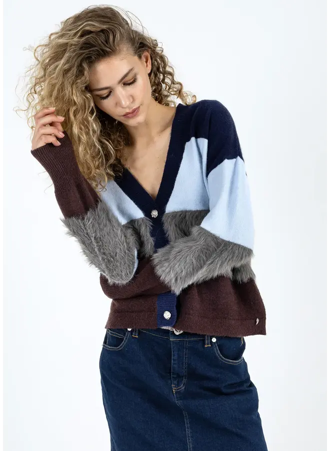 CARDIGAN MARINE/BLEU/BRUN