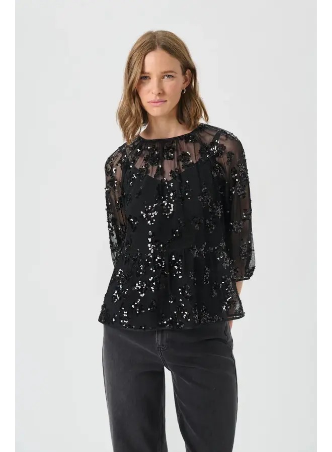 BLOUSE VIVAN NOIRE À SEQUINS