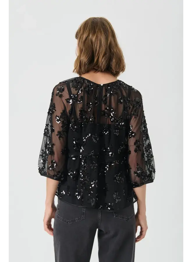 BLOUSE VIVAN NOIRE À SEQUINS