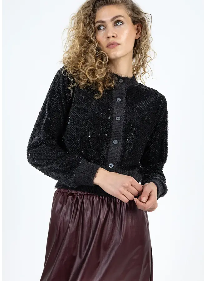 CARDIGAN NOIR VELOURS/SEQUINS