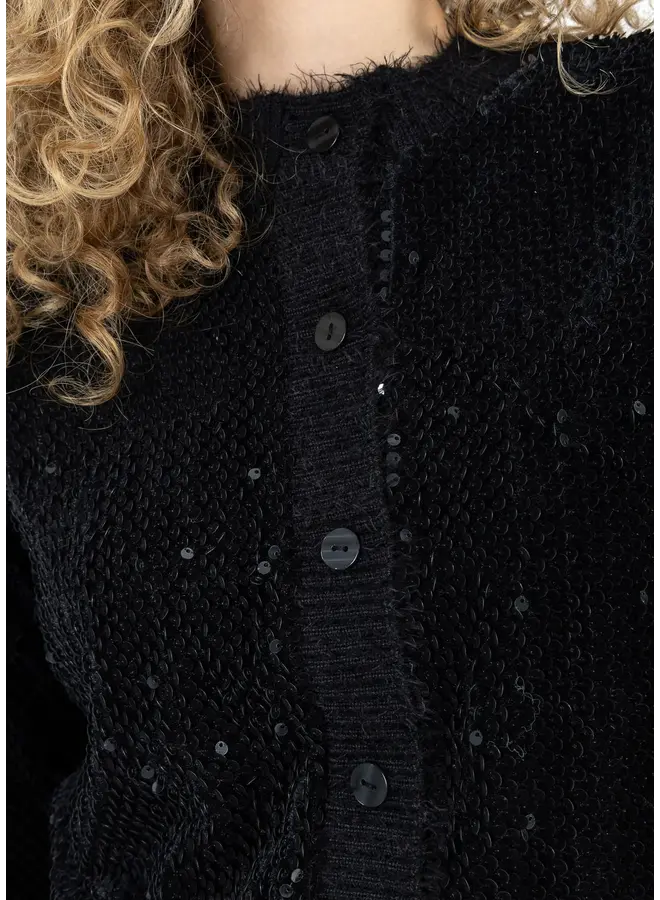 CARDIGAN NOIR VELOURS/SEQUINS