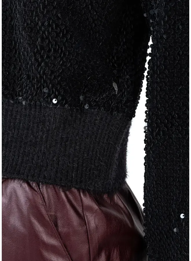 CARDIGAN NOIR VELOURS/SEQUINS