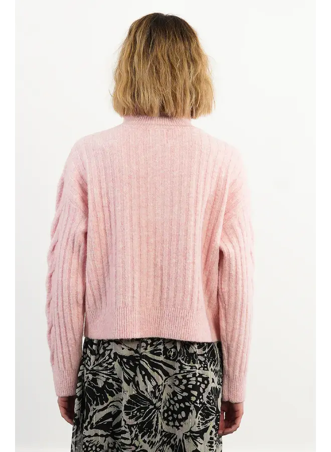 PULL COL ZIP ROSE PÂLE