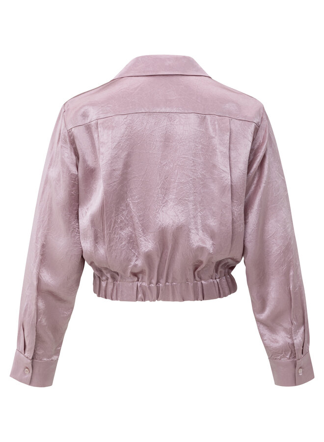 BLOUSE SATIN DRAPÉ ROSE