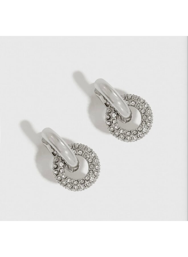 BOUCLES CRYSTAL PAVÉ ARGENT