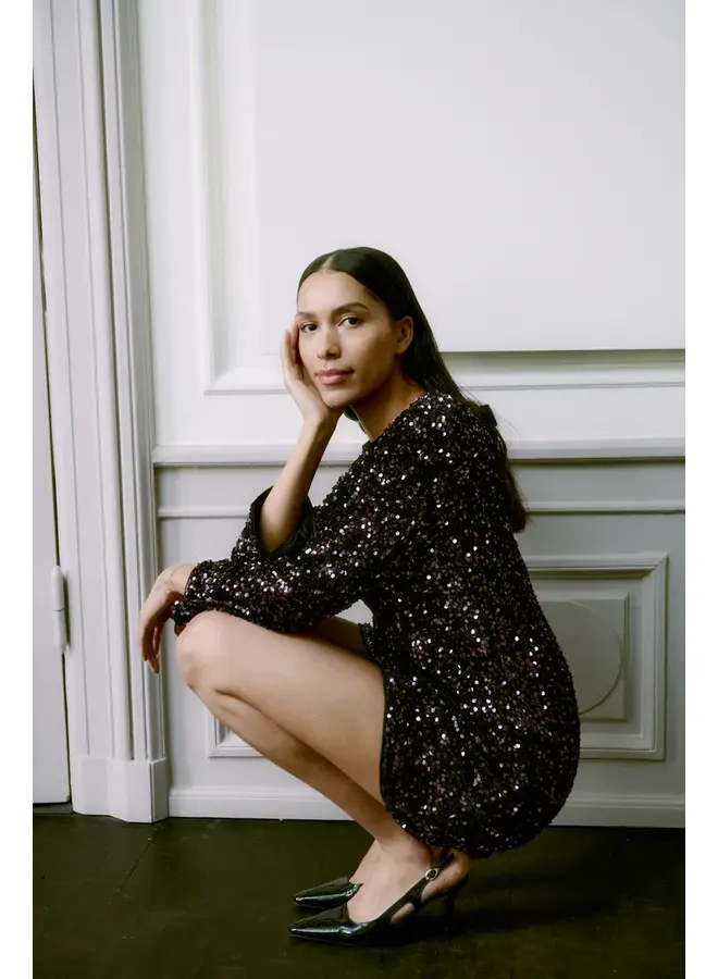 ROBE PAILLETTES FUDGE/BOUCLES