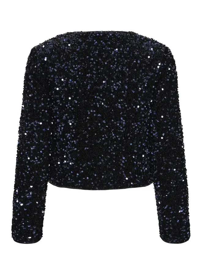 CARDIGAN PAILLETTES MARINE/BOUCLES