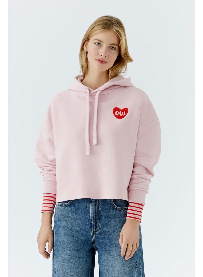 CHANDAIL CAPUCHON ROSE