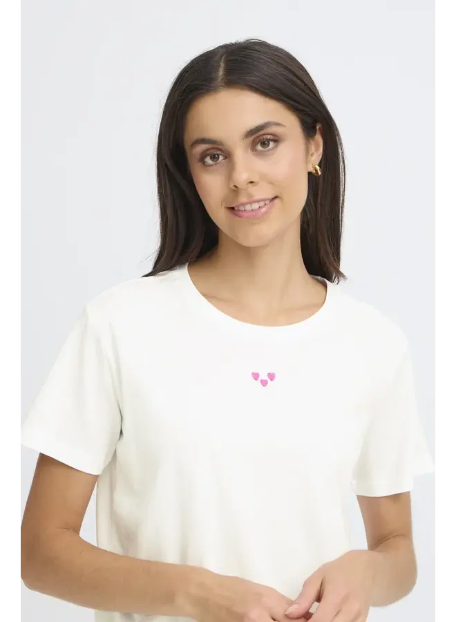 T-SHIRT BLANC TALA COEURS ROSES