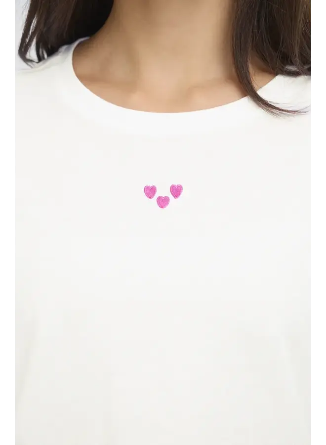 T-SHIRT BLANC TALA COEURS ROSES