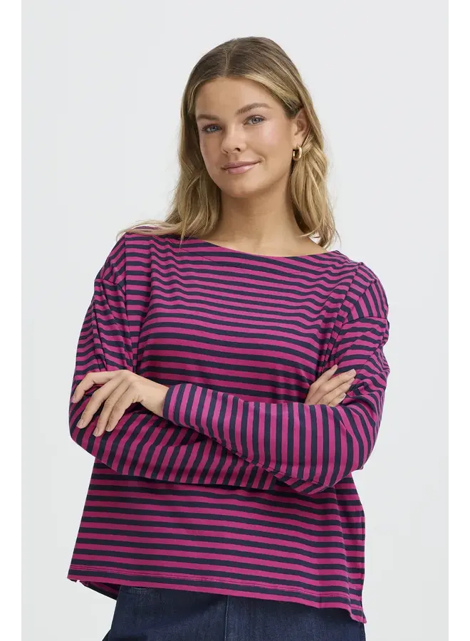 HAUT SIVA RAYURES FRAMBOISE/MARINE