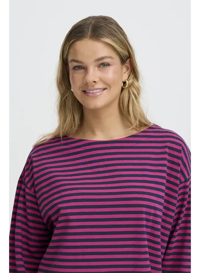 HAUT SIVA RAYURES FRAMBOISE/MARINE