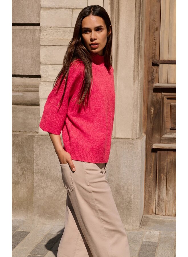 PULL MANCHES 3/4  ROSE