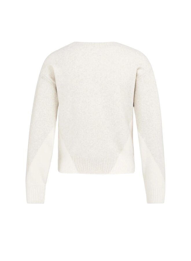 PULL COL EN V BEIGE/CRÈME