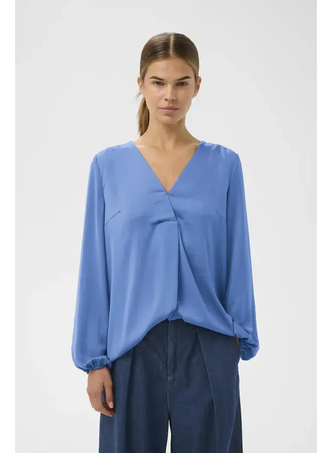 BLOUSE COL EN V RINDA BLEU
