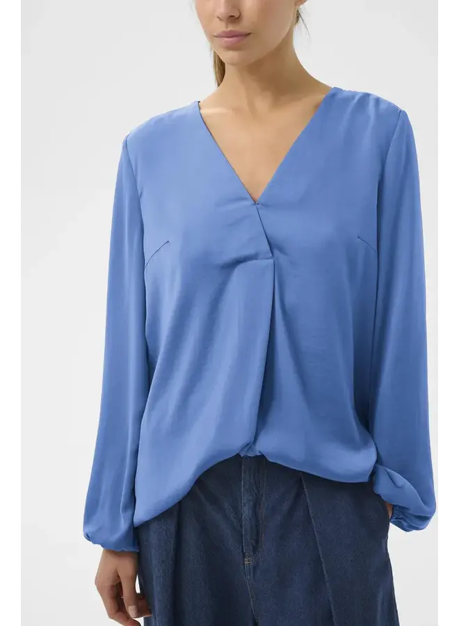 BLOUSE COL EN V RINDA BLEU