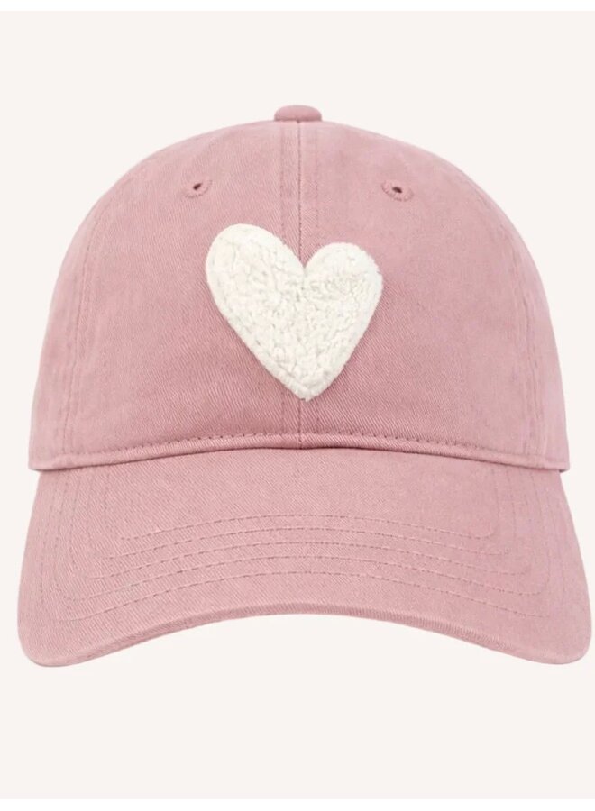 CASQUETTE ROSE COEUR ÉCRU