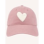 CASQUETTE MAUVE COEUR ÉCRU