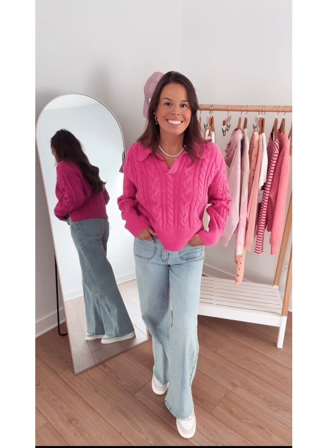 PULL EN V VIVIAN FRAMBOISE