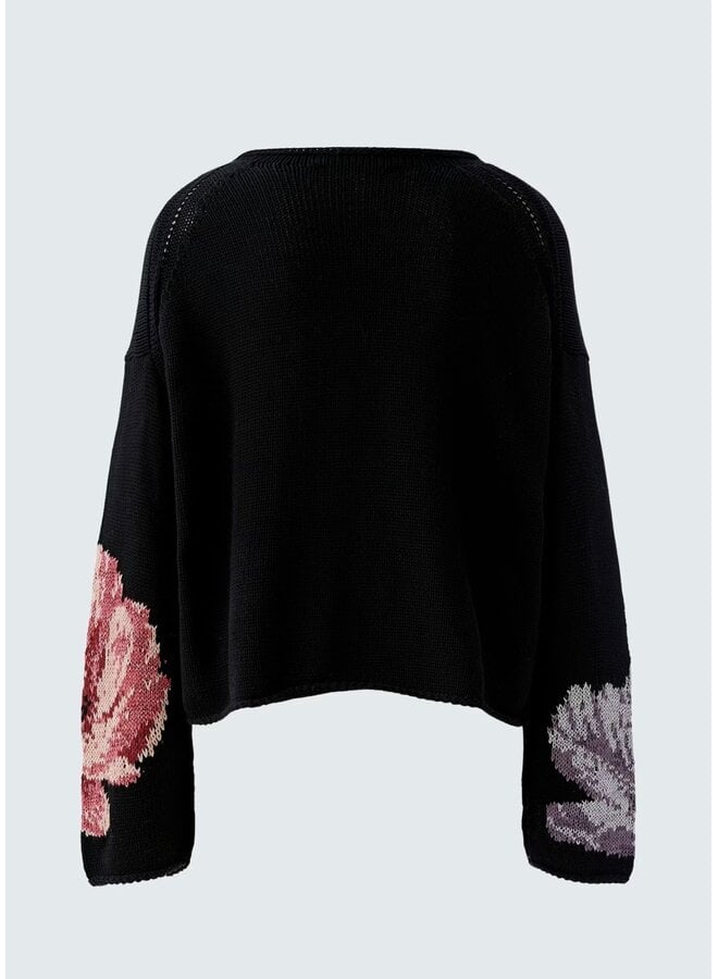 PULL FLEURS NOIR