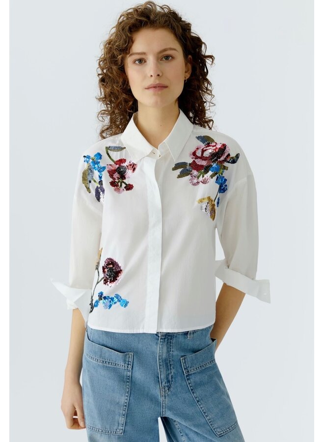 BLOUSE FLEURS PAILLETTE