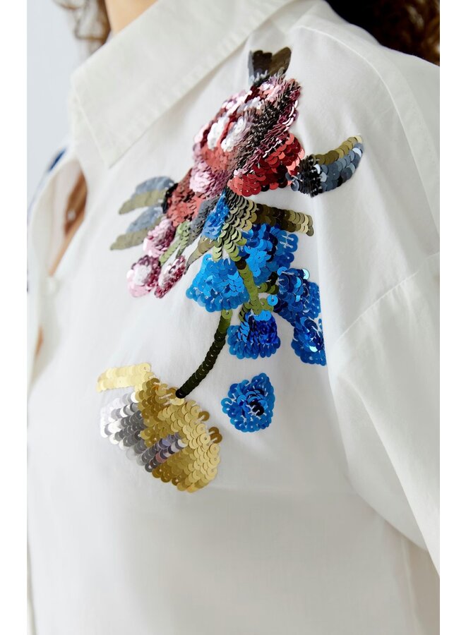 BLOUSE FLEURS PAILLETTE