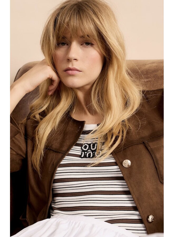 CAMI RAYÉE BRUN/BLANC