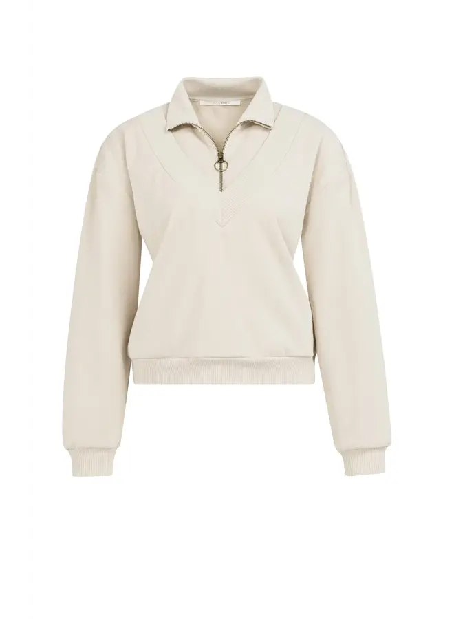 SWEATSHIRT BEIGE AVEC COL ZIP