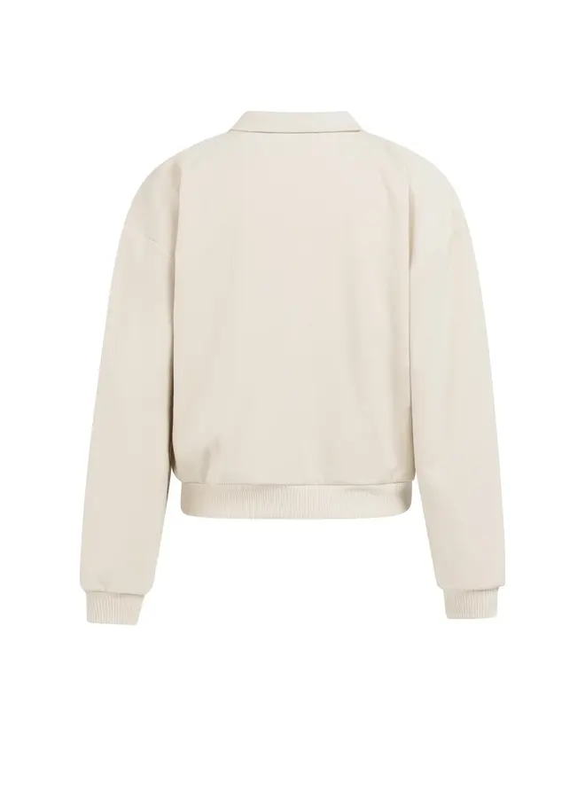 SWEATSHIRT BEIGE AVEC COL ZIP
