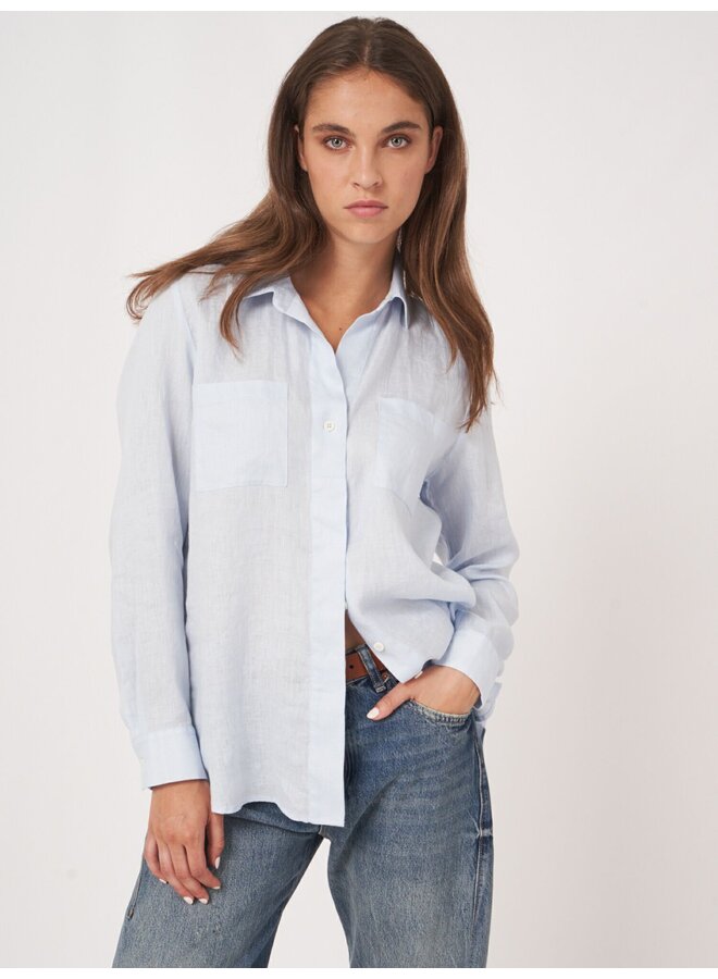 BLOUSE EN LIN BLEU OCÉAN