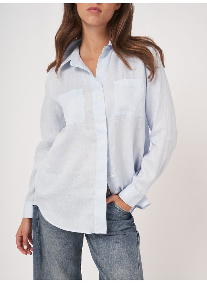 BLOUSE EN LIN BLEU OCÉAN