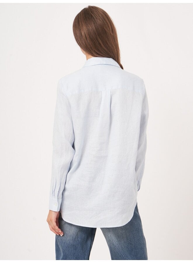 BLOUSE EN LIN BLEU OCÉAN