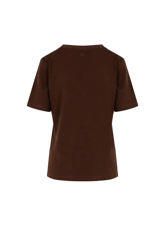 T-SHIR BRUN CERISES ROSES