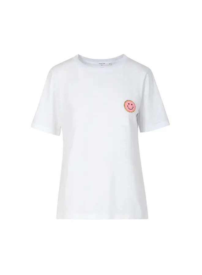 T-SHIRT BLANC SMILEY ROSE