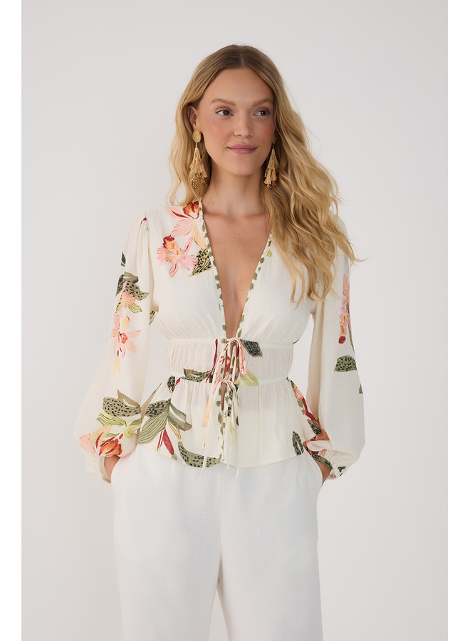 BLOUSE FLEURS NOUÉE