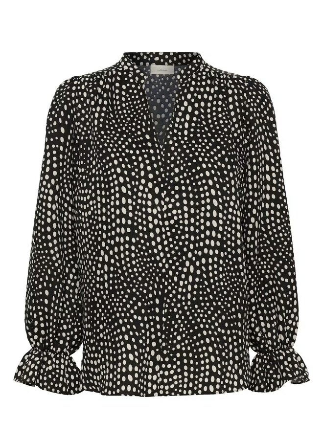 BLOUSE NOIRE LIBERTY TACHETÉE BEIGE