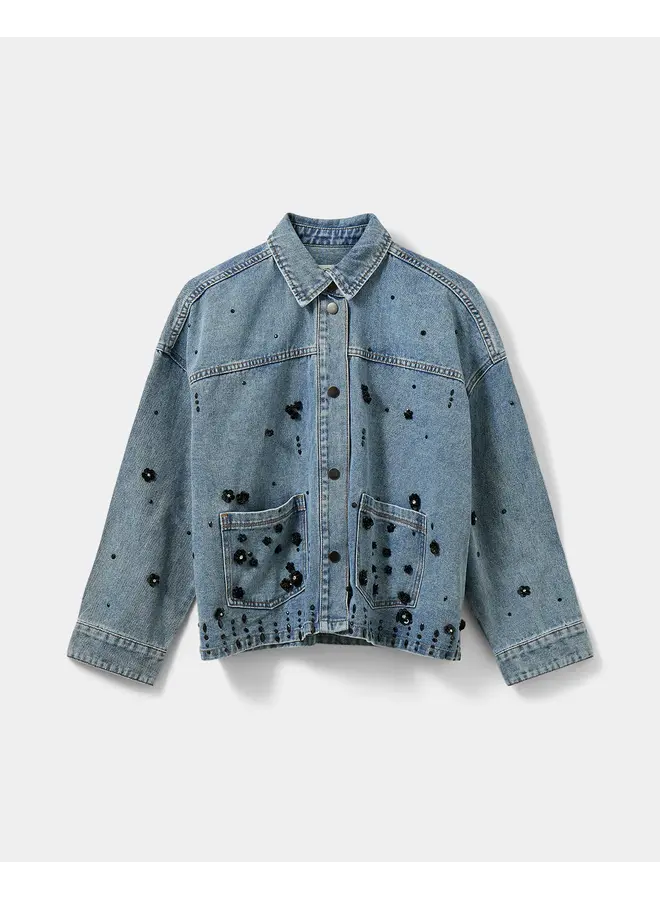 BLOUSON DENIM FLEURI