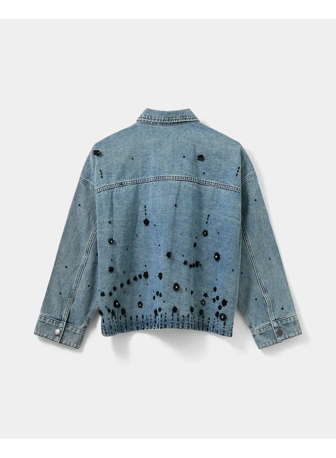 BLOUSON DENIM FLEURI