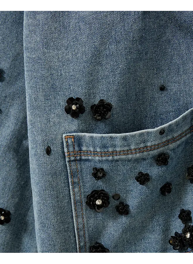 BLOUSON DENIM FLEURI