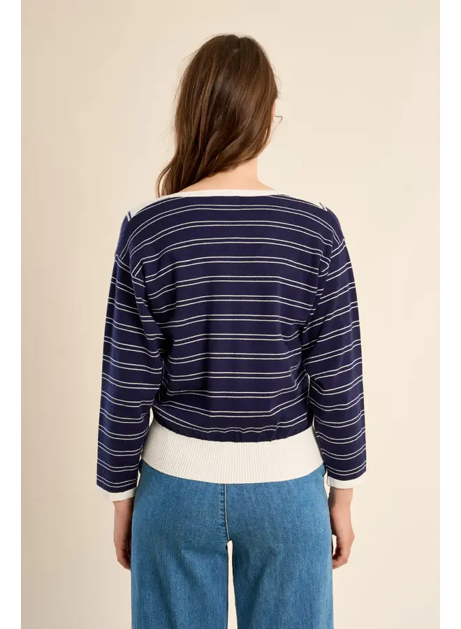 HAUT EN V 177 RAYURES MARINE