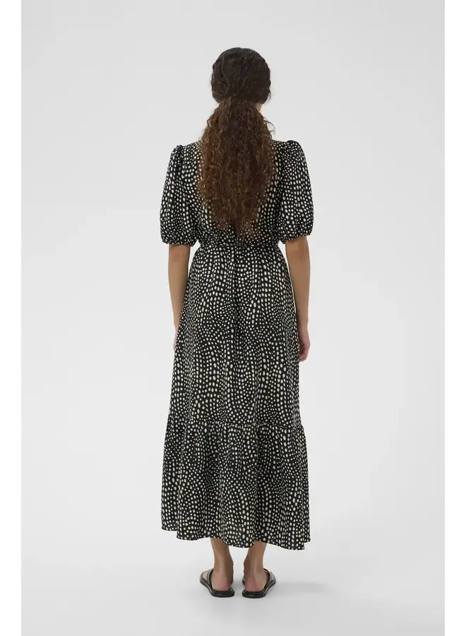 ROBE NOIRE LIBERTY TACHETÉE BEIGE