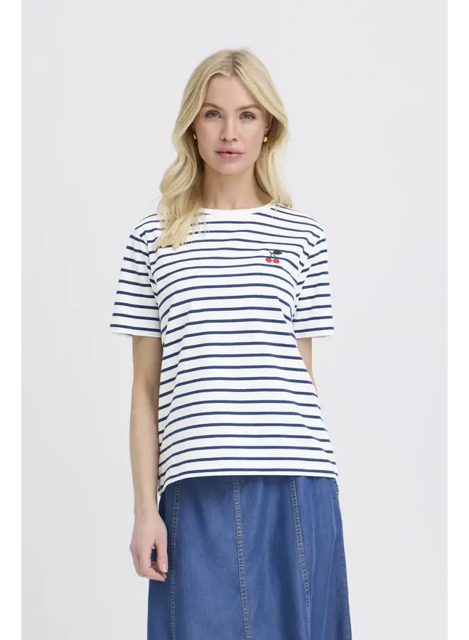 T-SHIRT RAYURES & CERISE
