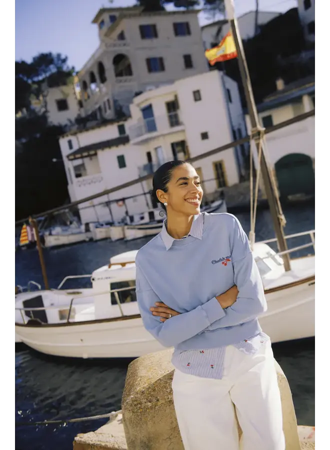 SWEATSHIRT "CHERISH ME" BLEU